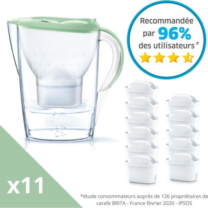 Pack BRITA Carafe filtrante Marella Vert Pastel + 11 Cartouches de rechange Maxtra+