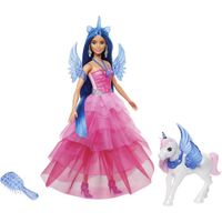 BARBIE Princesse Saphir - poupée 65ème anniversaire de Barbie - Cheveux bleus, Licorne ailée - à partir de 3 ans - HRR16