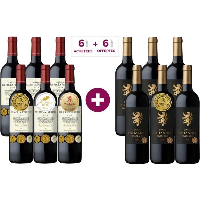 6 Château Lauzanet 2016 ACHETEES + 6 Château Bel Air La Perrière 2018 Bordeaux OFFERTES - Vin rouge de Bordeaux