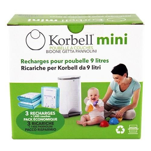 Recharges biodégradables pour poubelle à couches KORBELL Mini Pack de