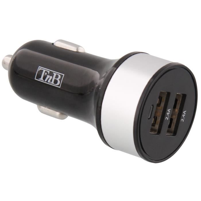 T'NB AcgpCar48 Chargeur Allume-Cigare Double USB 4.8 A Noir