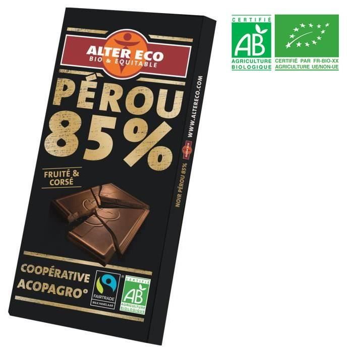 Chocolat noir 85% 100g Alter Eco
