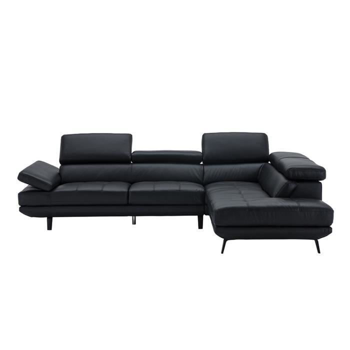 Canapé d'angle droit fixe - Cuir et simili noir - L 300 x P 231 x H 73 cm - STORM