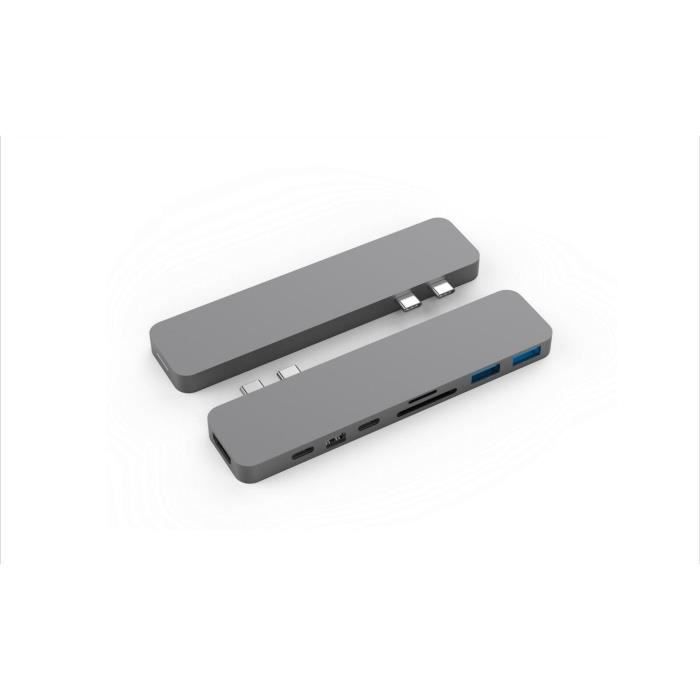 MOBILITY - HyperDrive PRO - 2xUSB-C vers HDMI 4K - mini DisplayPort 4K - USB-C 100W / 60W - SD - microSD - 2xUSB 3.1 - Gris Sideral
