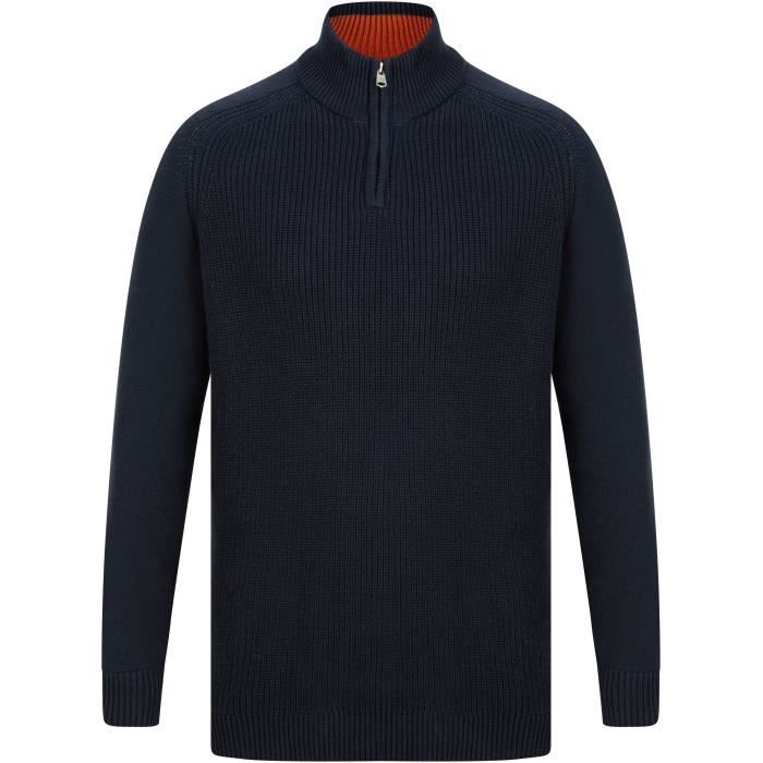 KENSINGTON EASTSIDE Pull Col Montant Zippé Bleu Marine Homme