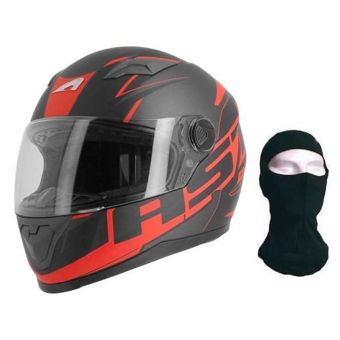 ASTONE Casque intégral GT2 Ast + Cagoule - Mixte - Noir et rouge