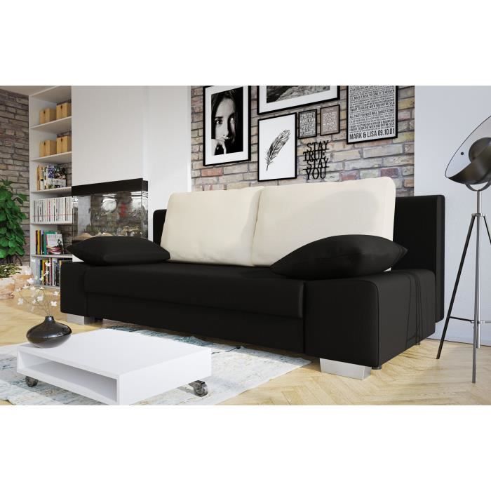 MIRJAN24 - LAURA Banquette convertible - Tissu noir et blanc