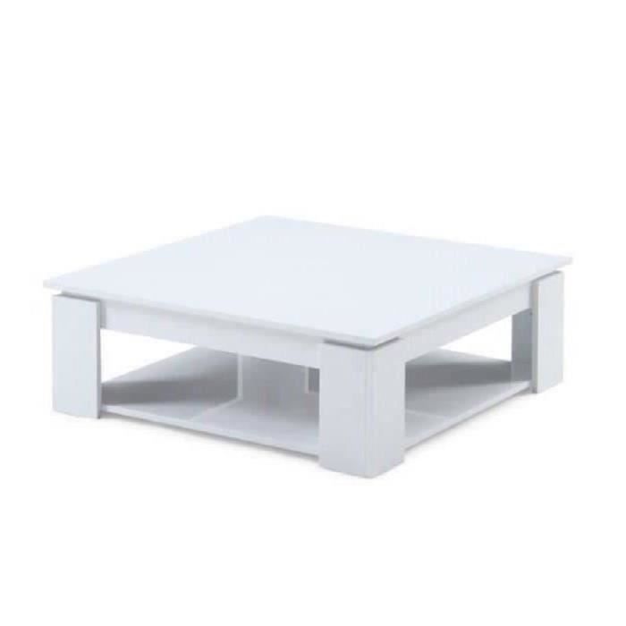 MANHATTAN Table basse carrée style contemporain blanc brillant - L 89 x l 89 cm