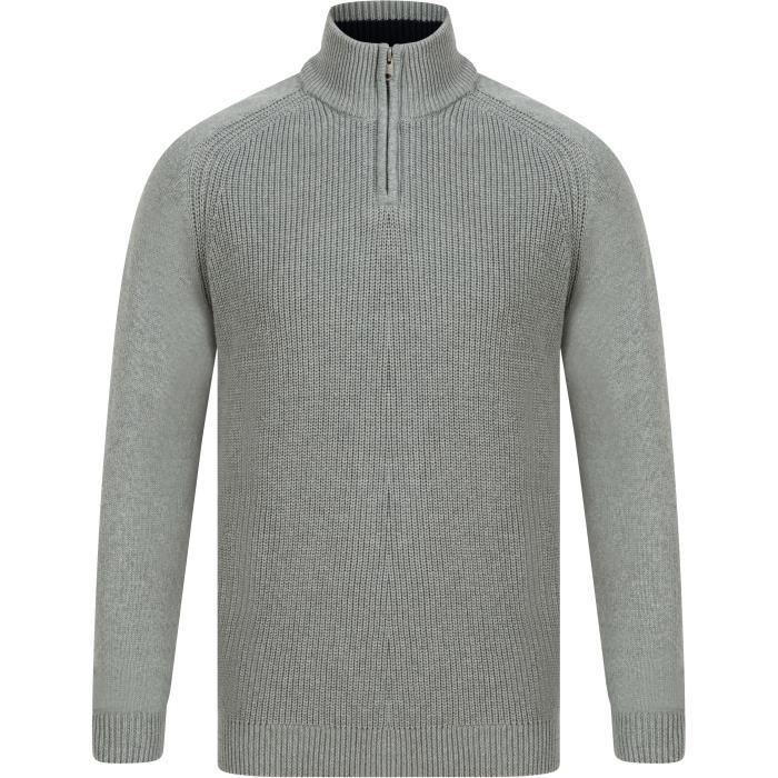 KENSINGTON EASTSIDE Pull Col Montant Zippé Gris Moyen Homme