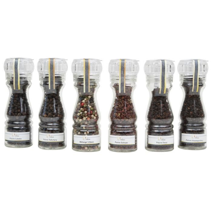 Lot de 6 Poivres en Moulins D de TOULZAC