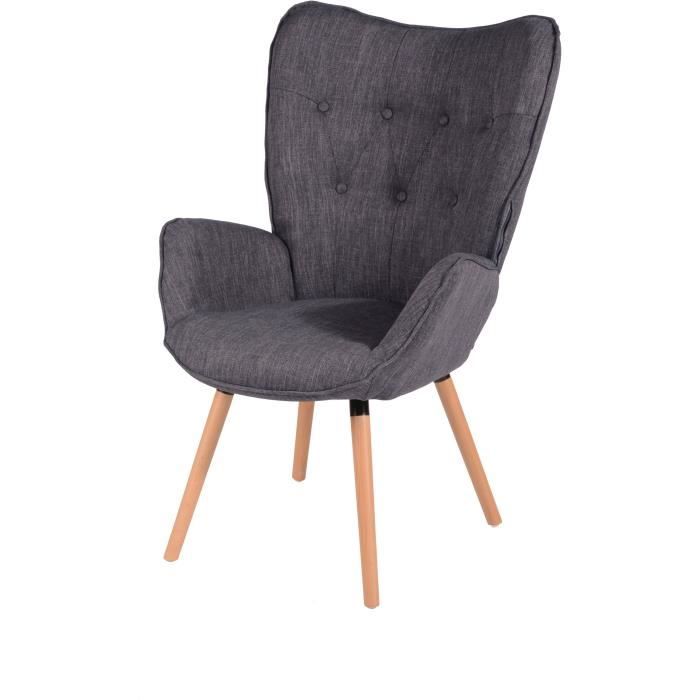 VIGGO Fauteuil - Tissu gris - Style scandinave - L 68 x P 73 cm