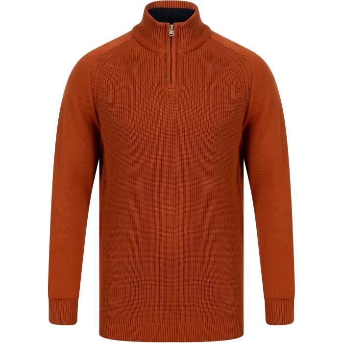KENSINGTON EASTSIDE Pull Col Montant Zippé Rouille Homme