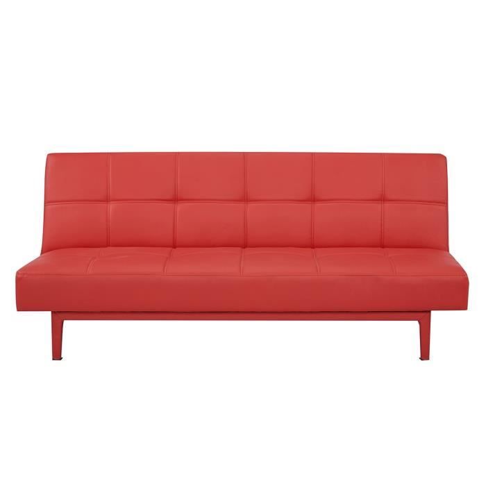 Canapé convertible 2 places Rouge Simili Pas cher