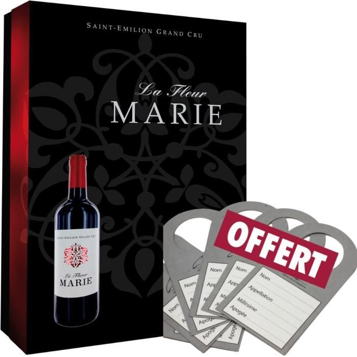 coffret vide fleur Marie 2 Bouteilles avec etiquette de cave