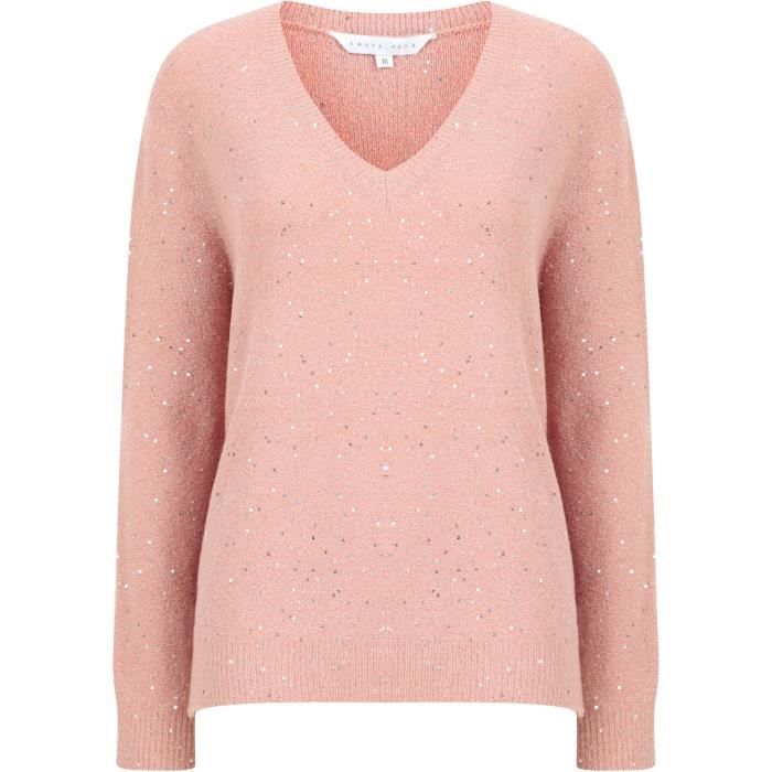 AMARA REYA Pull à Sequins Rose/Argent Femme