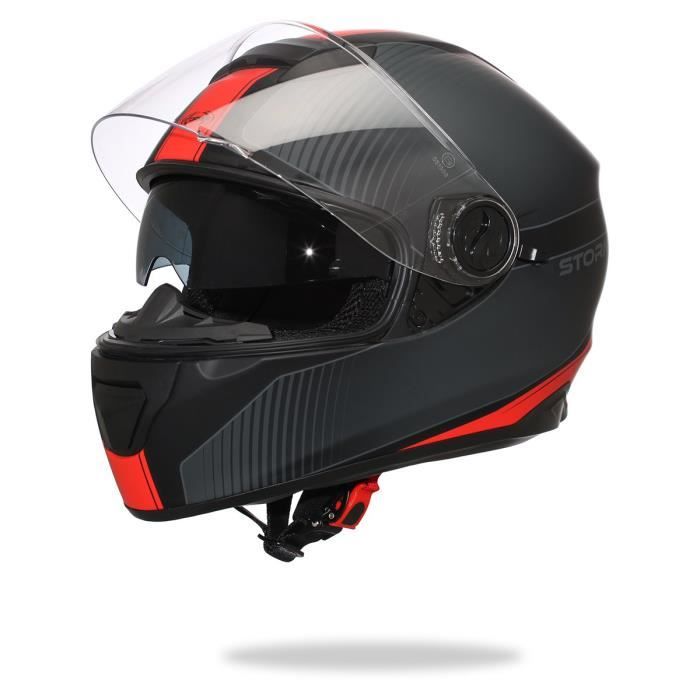 STORMER Casque intégral versus strip noir orange