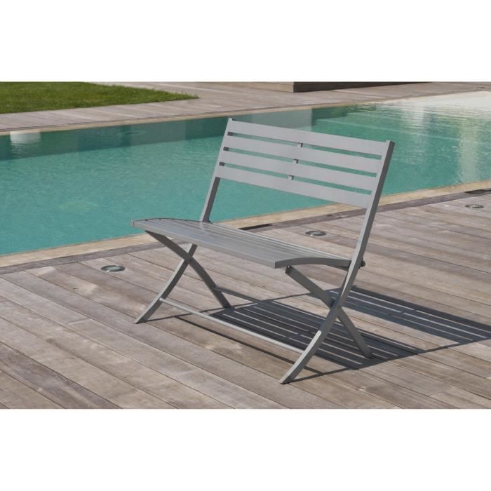 ALUMOB Banc de jardin pliant Marius en aluminium 97x16x97 cm - Gris métal