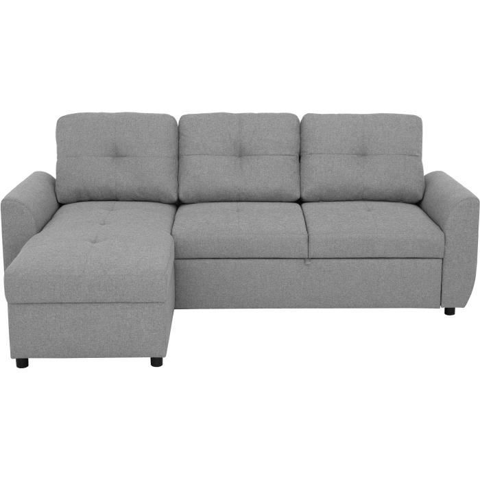 Canapé d'angle 5 places Gris Tissu Promotion