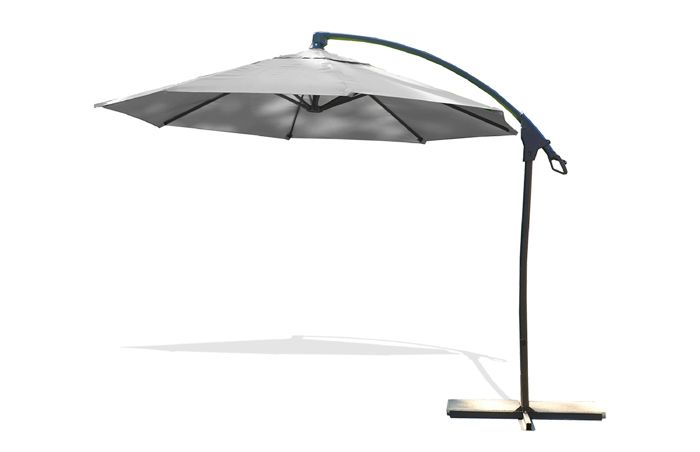 Parasol aluminium avec pied excentré gris