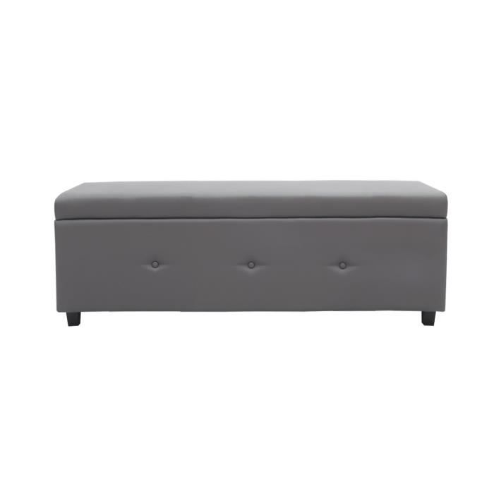 Banc coffre - Bout de lit Simili gris Classique - L 140 cm