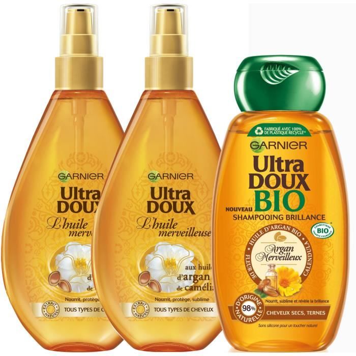 ULTRA DOUX Ma routine brillance à l'huile d'argan et camélia avec shampoing bio
