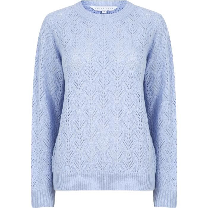 AMARA REYA Pull Maille Ajouré Bleu Poudré Femme