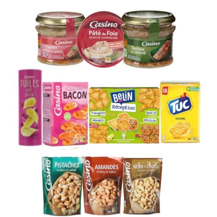 Assortiment de 10 produits pour l'apéritif