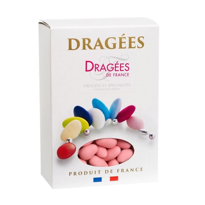 DRAGEES DE FRANCE Dragées Amande Marguerite 20% - Couleurs : rose - Boîte 1 kg
