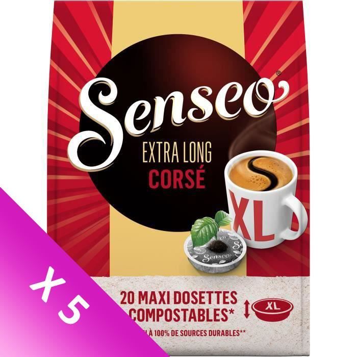 Lot de 5 - Café Dosettes Senseo Extra Long Corsé x 20