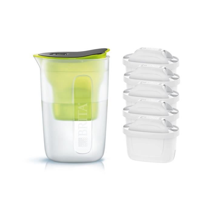 Pack BRITA Carafe filtrante FUN Vert + 5 Cartouches de rechange