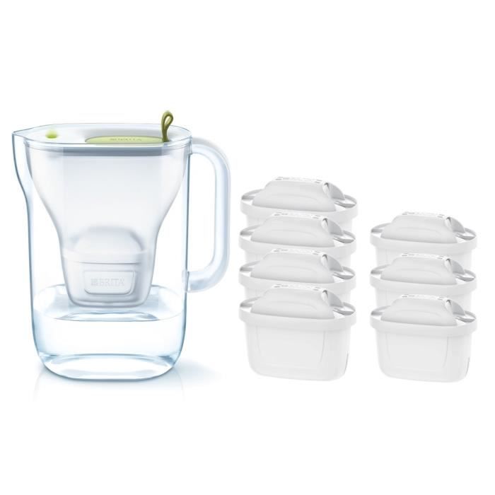 Pack BRITA Carafe filtrante STYLE Vert + 7 Cartouches de rechange