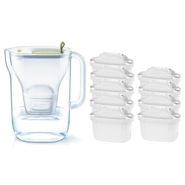 Pack BRITA Carafe filtrante STYLE Vert + 9 Cartouches de rechange