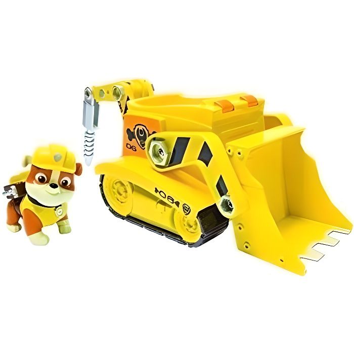 PAT PATROUILLE Figurine jaune Ruben + Tractopelle