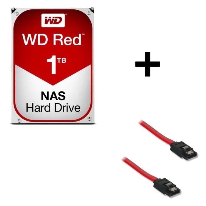 WD Red 1To 64Mo 3.5- WD10EFRX + Câble Serial ATA mâle / mâle 50 cm
