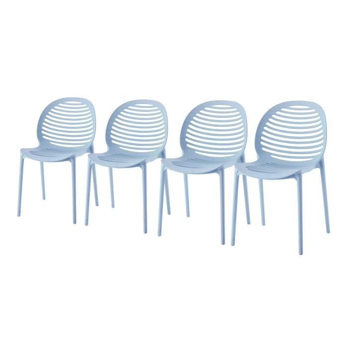 DCB GARDEN Lot de 4 chaises en PVC Olbia - Bleu azur