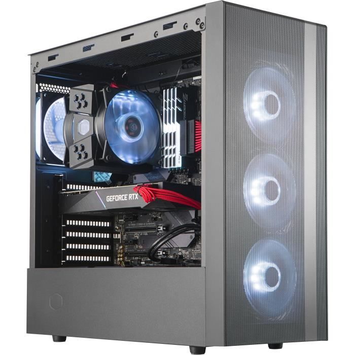 COOLER MASTER NR600 Boîtier PC Gaming (ATX, 1xFenêtre verre trempé, 2xVentilateurs 120mm) - Noir