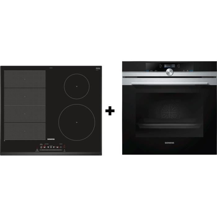 SIEMENS HB675GBS1 Four multifonction pyrolyse inox 71 l - Classe A+ - Inox + Plaque de cuisson induction - 4 zones - 7400 W