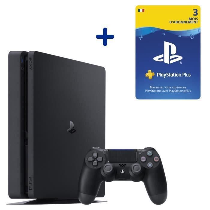Console PS4 Slim 500Go Jet Black + Abonnement 3 Mois au PlayStation Plus - Code de Téléchargement PS4 & PS5