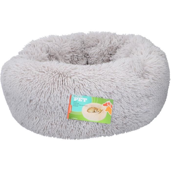 Panier rond en fourrure - gris - diamètre 50cm