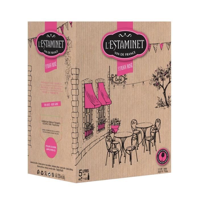 L'Estaminet Syrah Vin de France - Vin rosé de Languedoc - Bib 5 L