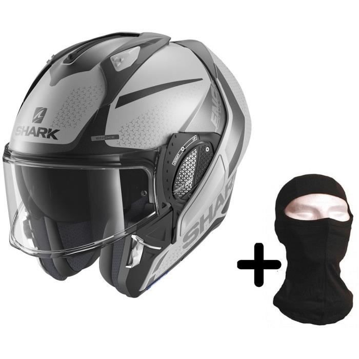 SHARK Casque modulable Evo GT Encke Gris anthracite et noir + Cagoule