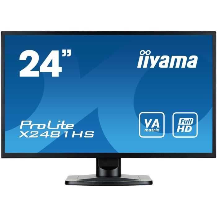 IIYAMA Ecran ProLite X2481HS-B1 - 24- - FULL HD - Dalle VA - VGA/DVI-D/HDMI