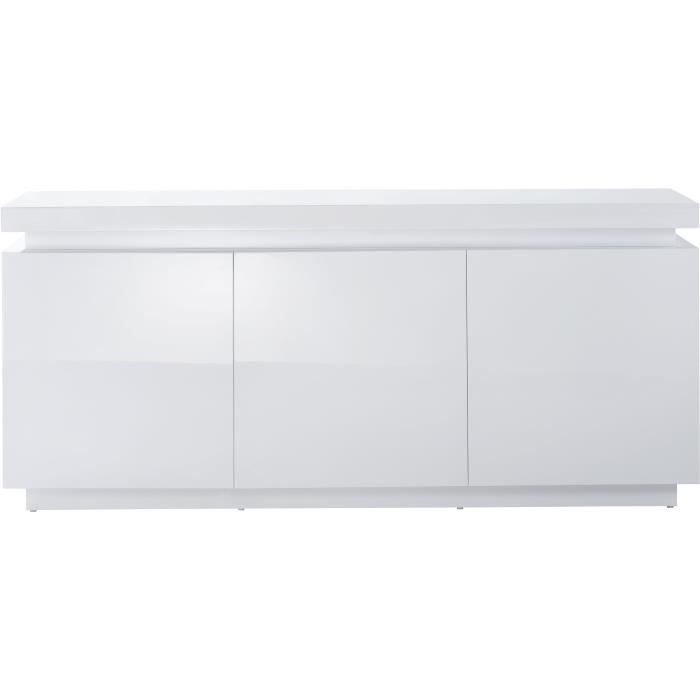 ODYSSEE Buffet bas LED contemporain blanc laqué brillant - L 170 cm