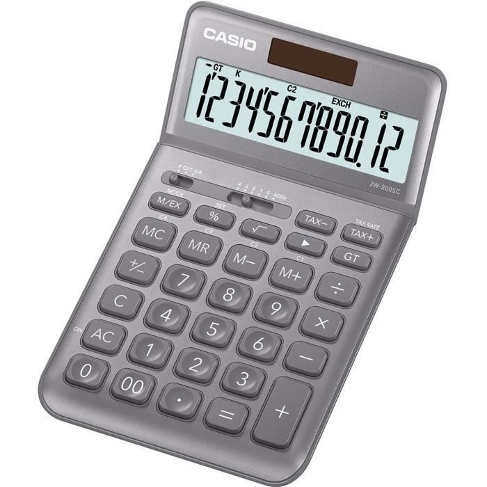 CASIO Calculatrice de bureau JW-200SC-GY-S-EP grise