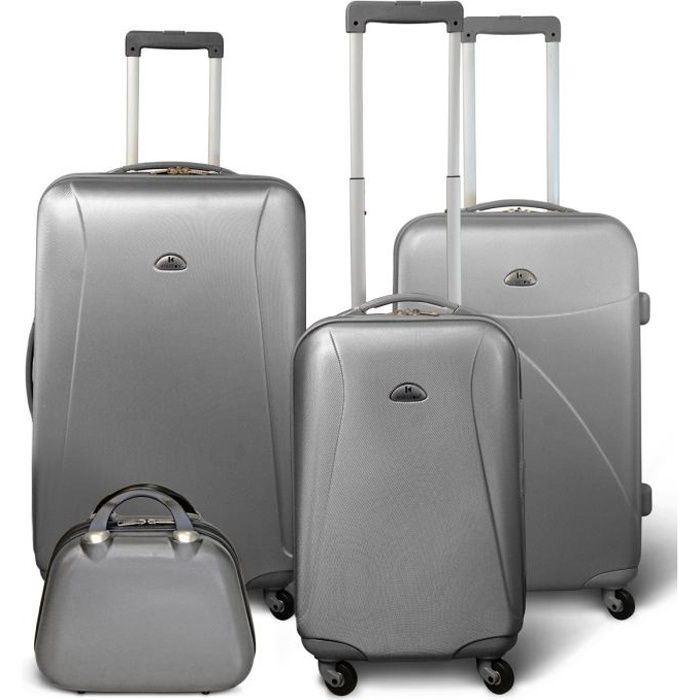 KINSTON Set 3 valises 4 roues + Vanity Gris clair