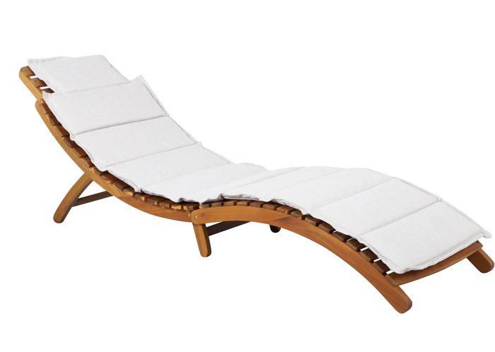 Chaise longue courbée pliable en bois d'acacia KOS - Matelas gris anthracite