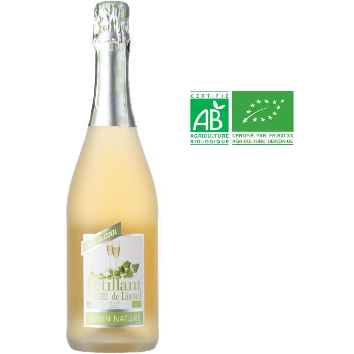 Pétillant de Listel - Raisin nature - Effervescent sans alcool - Bio - 75 cl
