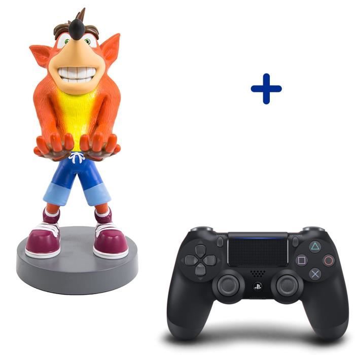 Pack PlayStation : Manette PS4 DualShock 4.0 V2 Jet Black + Figurine Crash Bandicoot - Support de Manette Exquisite Gaming