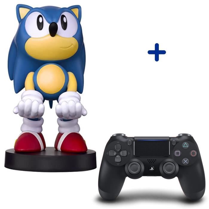 Pack PlayStation : Manette PS4 DualShock 4.0 V2 Jet Black + Figurine Sonic The Hedgehog - Support de Manette Exquisite Gaming