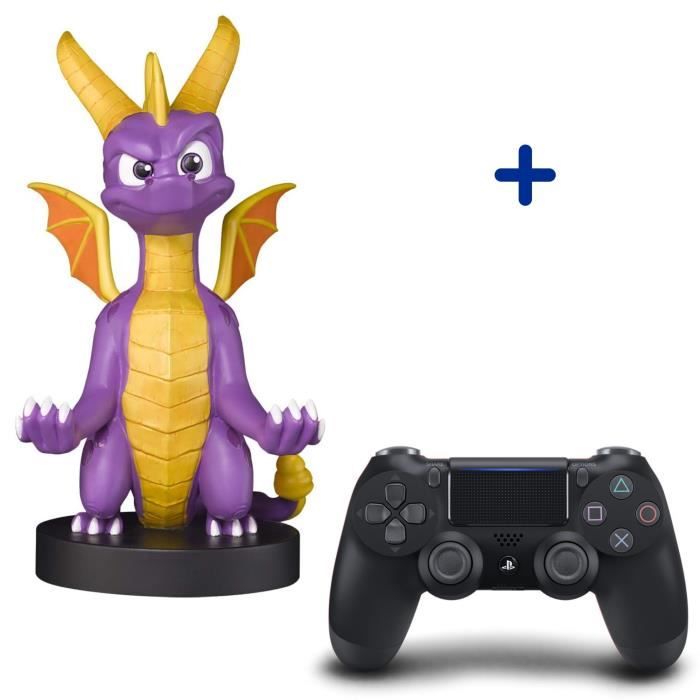 Pack PlayStation : Manette PS4 DualShock 4.0 V2 Jet Black + Figurine Spyro The Dragon XL - Support de Manette Exquisite Gaming
